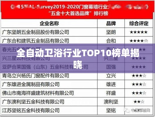 全自动卫浴行业TOP10榜单揭晓